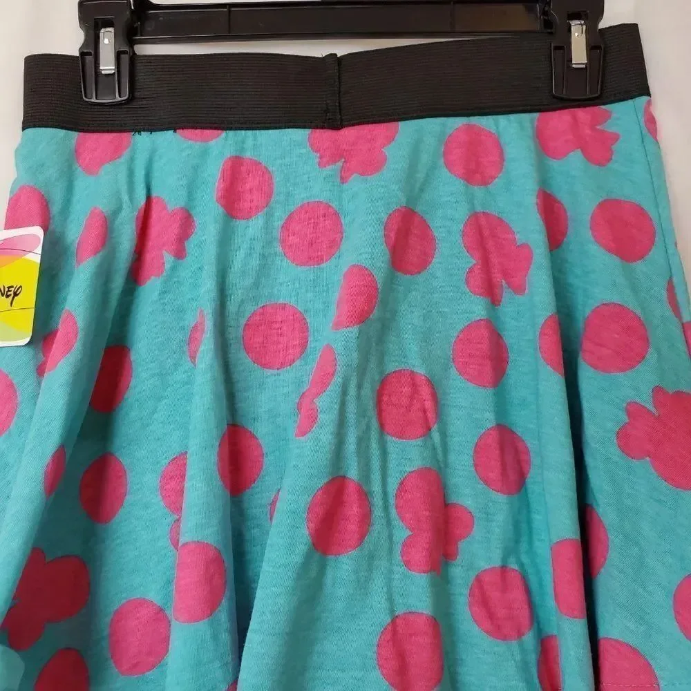 NEW DISNEY MINNIE MOUSE POLKA DOT SKORT MINNIE MOUSE SKIRT, TEAL WITH PINK POLKA